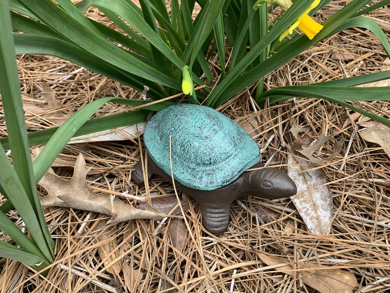 Top Brass Turtle Key Hider Figurine - Cast Iron Garden Statue with Secret Compartment - Indoor/Outdoor - Image 3